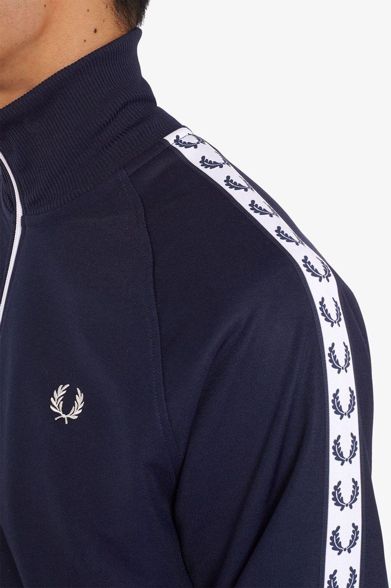 Dark Grey Blue Fred Perry Taped Track Men's Jackets | PH 1258YXFU